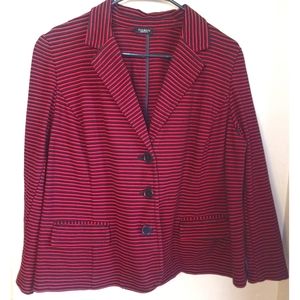Talbot's Black Maroon Striped Blazer Jacket